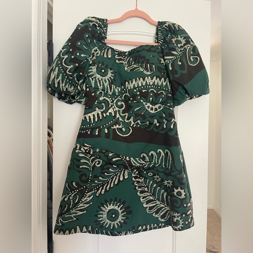Sea New York Emerald and Black Patterned Mini Dress